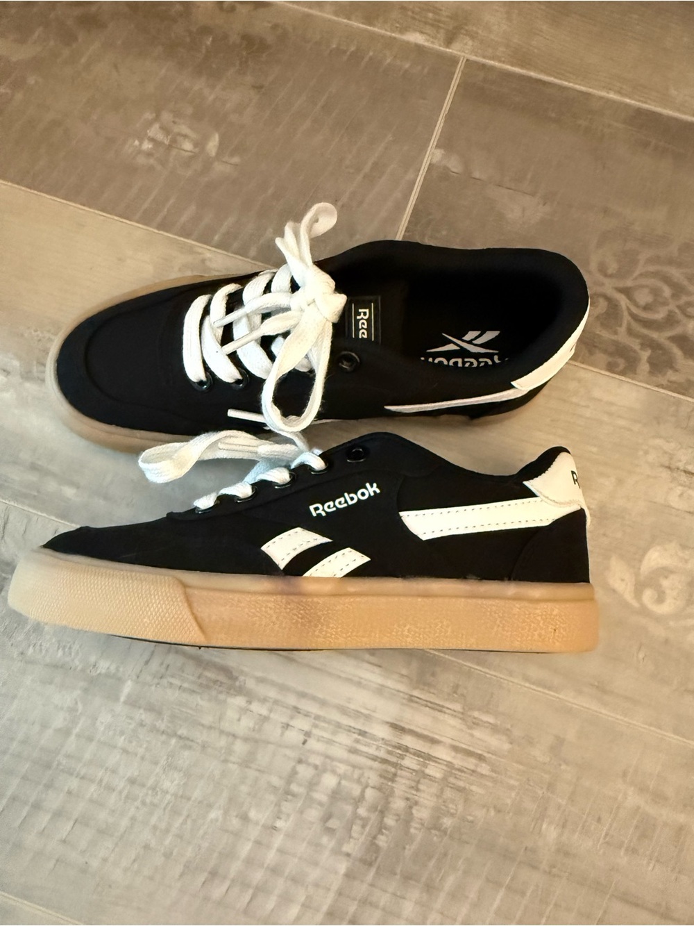 Reebok Black & White Skate-Style Sneakers with Gum Sole